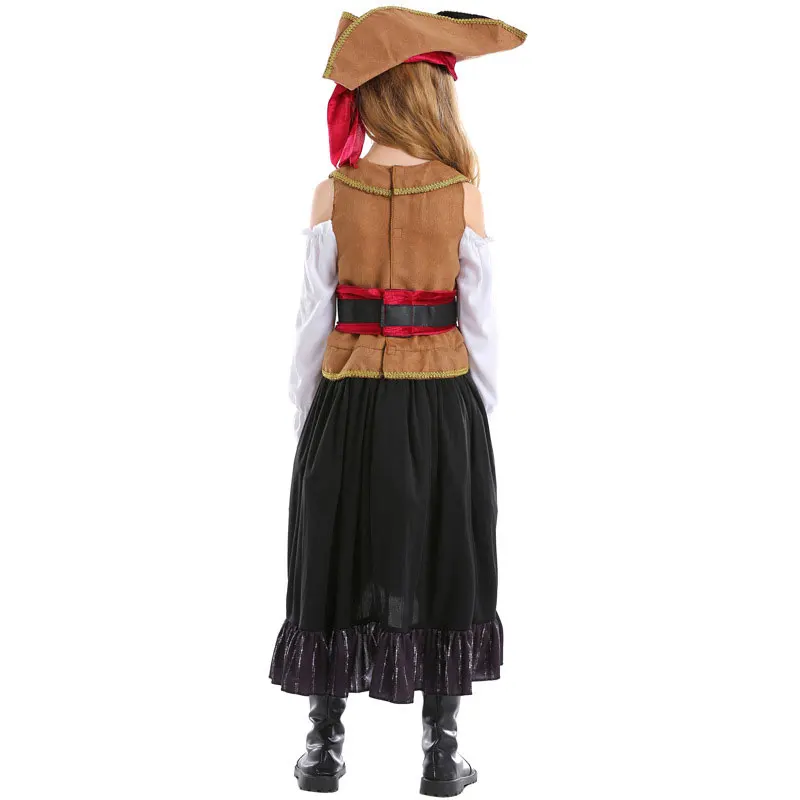 Costume de capitaine de Pirate des caraïbes pour enfants, vêtements de spectacle sur scène en Fiber de Polyester 00%