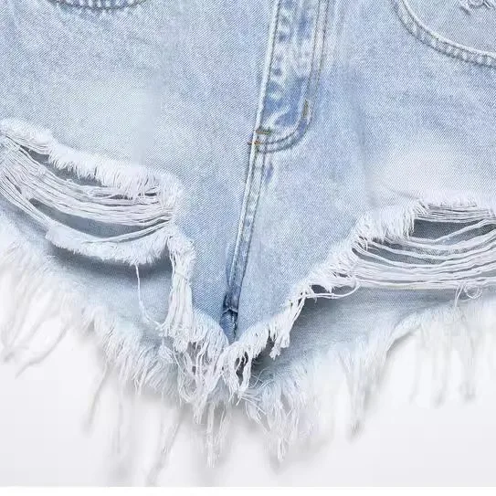 High Waist Denim orts Hole Decoration Arc  Summer Sle Spicy Girl Faion ort Pants for  Hourglass Pear Body pe