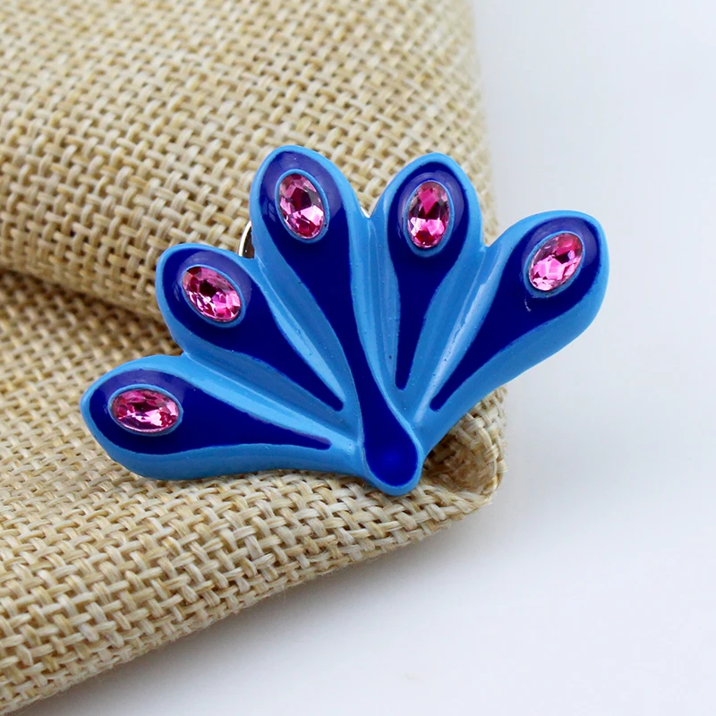 2 قطعة/المجموعة رائعة الأزرق الطاووس Ail دبابيس الكرتون شارة معدنية للنساء الرجال التلبيب بروش تأثيري اكسسوارات #4