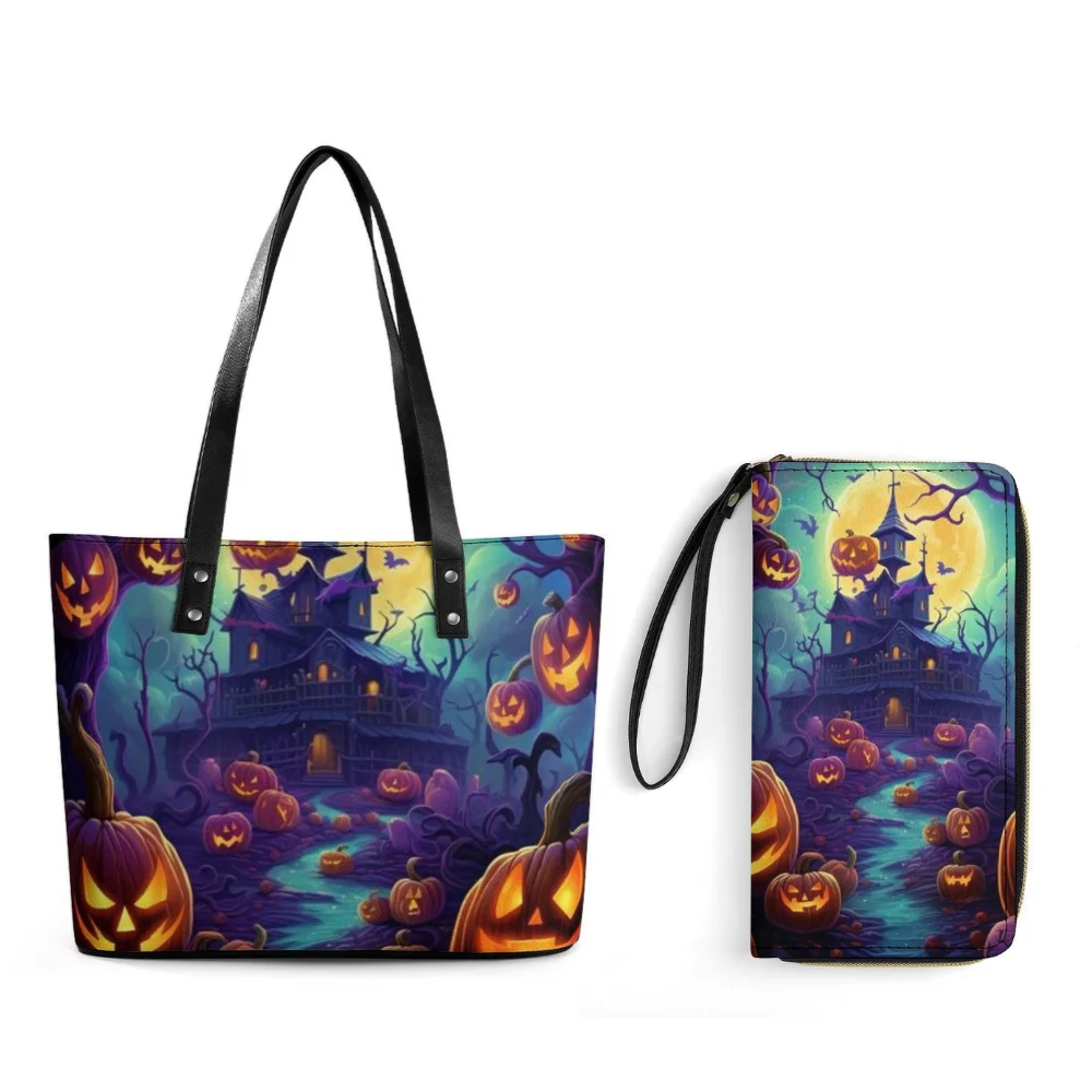 

Halloween Themed Women Single Shoulder Bag Wallet Set 2025 New Style Customizable Patterns Lightweight Material