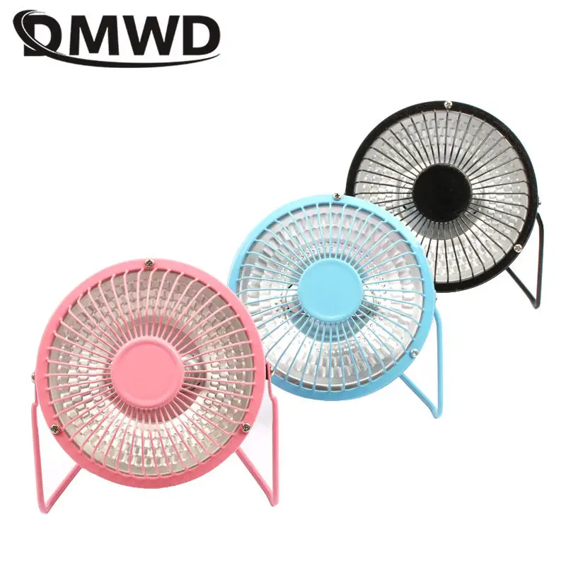 DMWD Household Electric Heater Portable Mini Air Warmer Furnace Quartz Thermal Heating Raditor Desktop Fan For Winter 4/6 inch