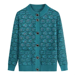 Mezza età anziana madre primavera autunno maglione donna maglieria Vintage giacca nonna manica lunga Top Cardigan in maglia cappotto