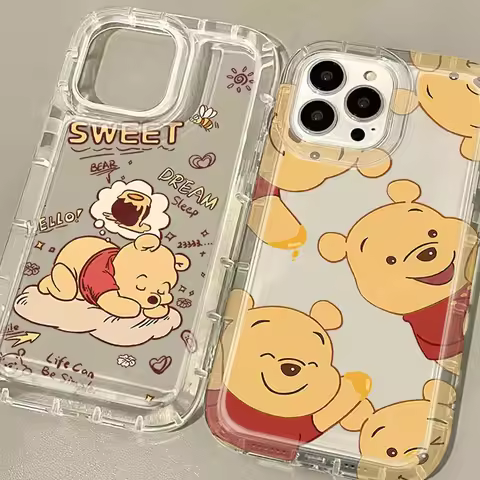 Cute Disney Winnie The Pooh Case for Samsung Galaxy S24 Ultra S23 S22 S21 FE S20 Plus Note 20 10 Pro A34 A54 A33 A53 Clear Cover