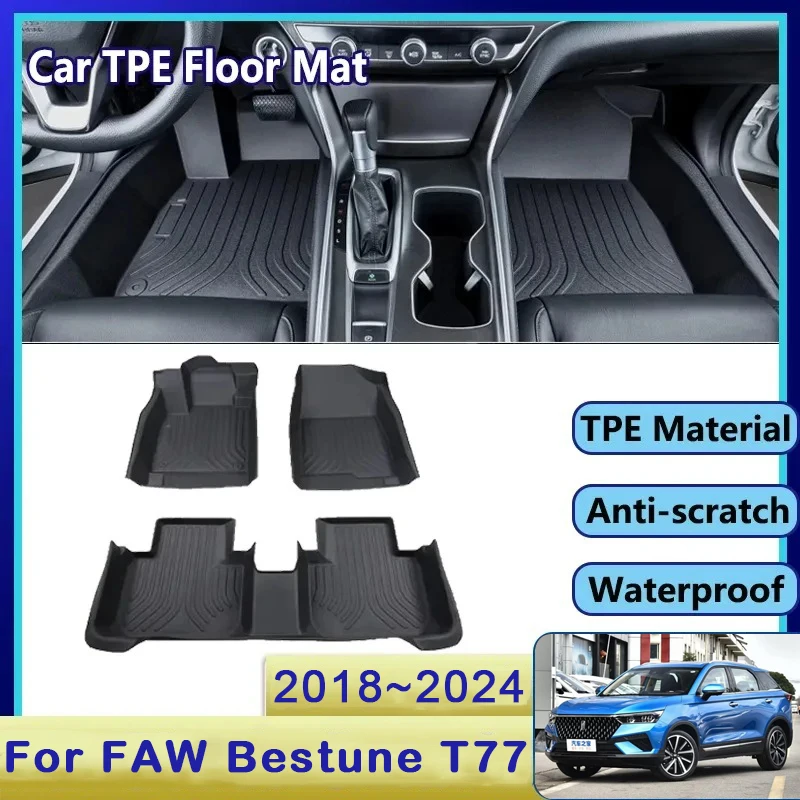 

Accessories For FAW Bestune T77 2018 2019 2020~2023 Car TPE Floor Mats Dirt-resistant Mud Carpet Foot Pad Full Set Rug Tappetos