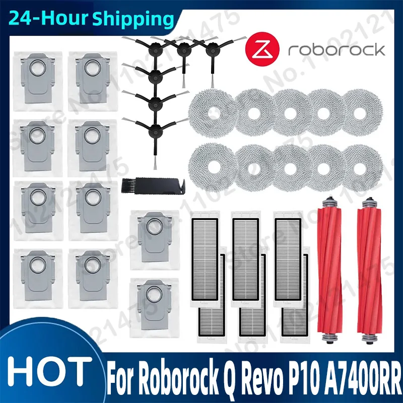 

For Roborock Q Revo / P10 A7400RR Accessories Main Side Brush Hepa Filter Mop Cloths Dust Bag Robot Vacuums Cleaner Spare Parts