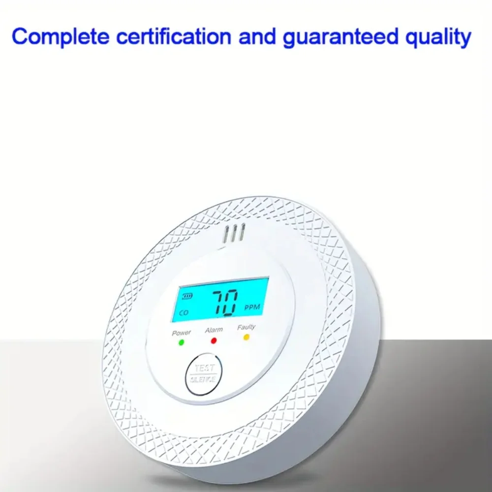 Carbon Monoxide Detector Independent Security Protection Gas Detector LCD Digital Display Home Warning Real-Time Alarm