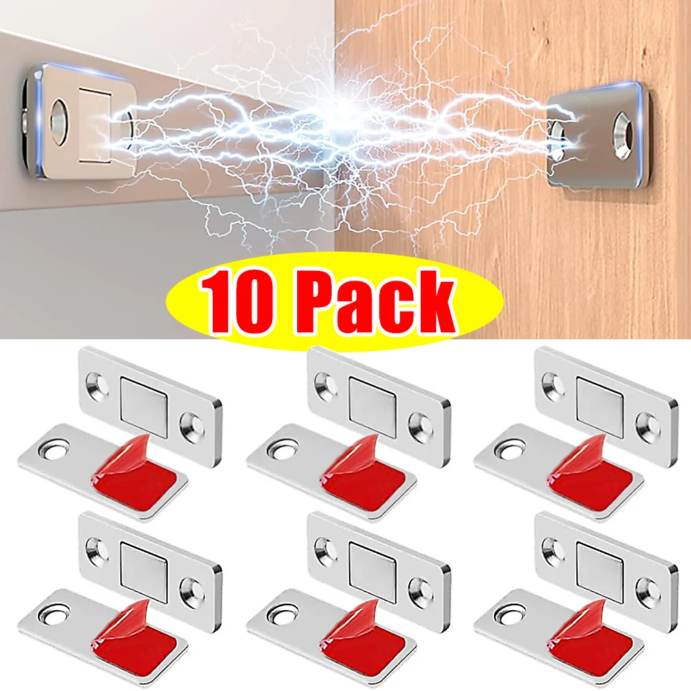 Chiusure Magnetiche per Armadietti Ultra Sottili, Magneti Forti per Porte, Fermi Invisibili Adesivi, Serrature Magnetiche per Cassetti, Ideali per Cucina e Armadi