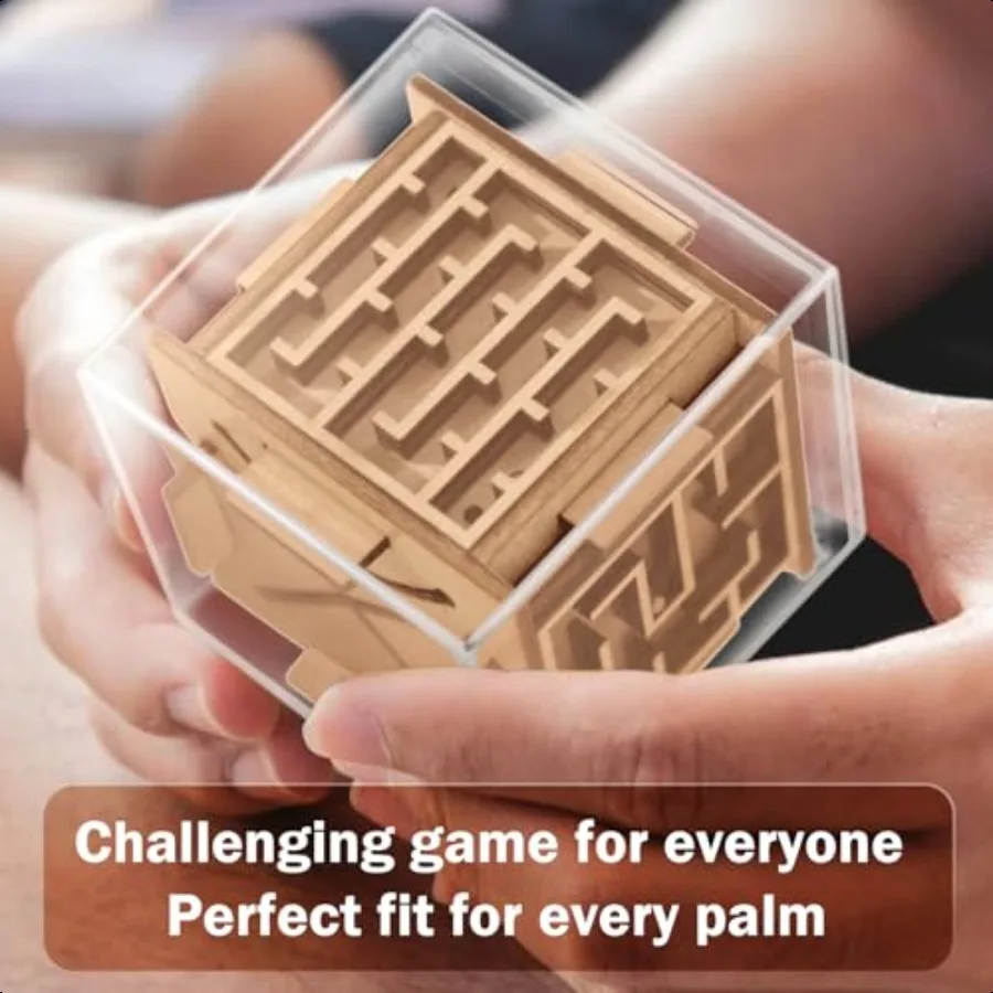 Fidget Puzzle Cube for and Adults 6Sided Wooden Puzzle Game Fidget Toy for Anxiety Relief Handheld Maze Cube for Travel 3D Brai