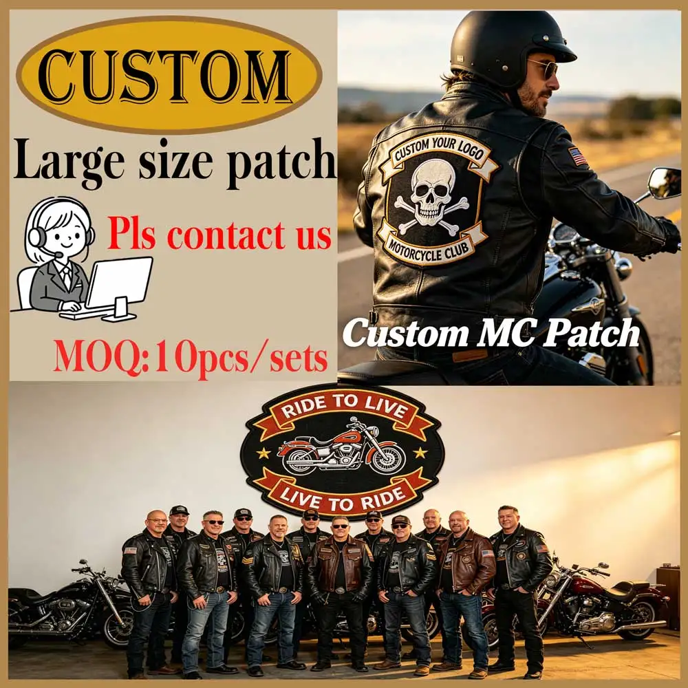 Maßgefertigter Großer Bestickter Motorradclub-Aufnäher - Personalisierter Punk Biker Rocker Rückenaufnäher für Weste Jacke Dekoration – Detail 5