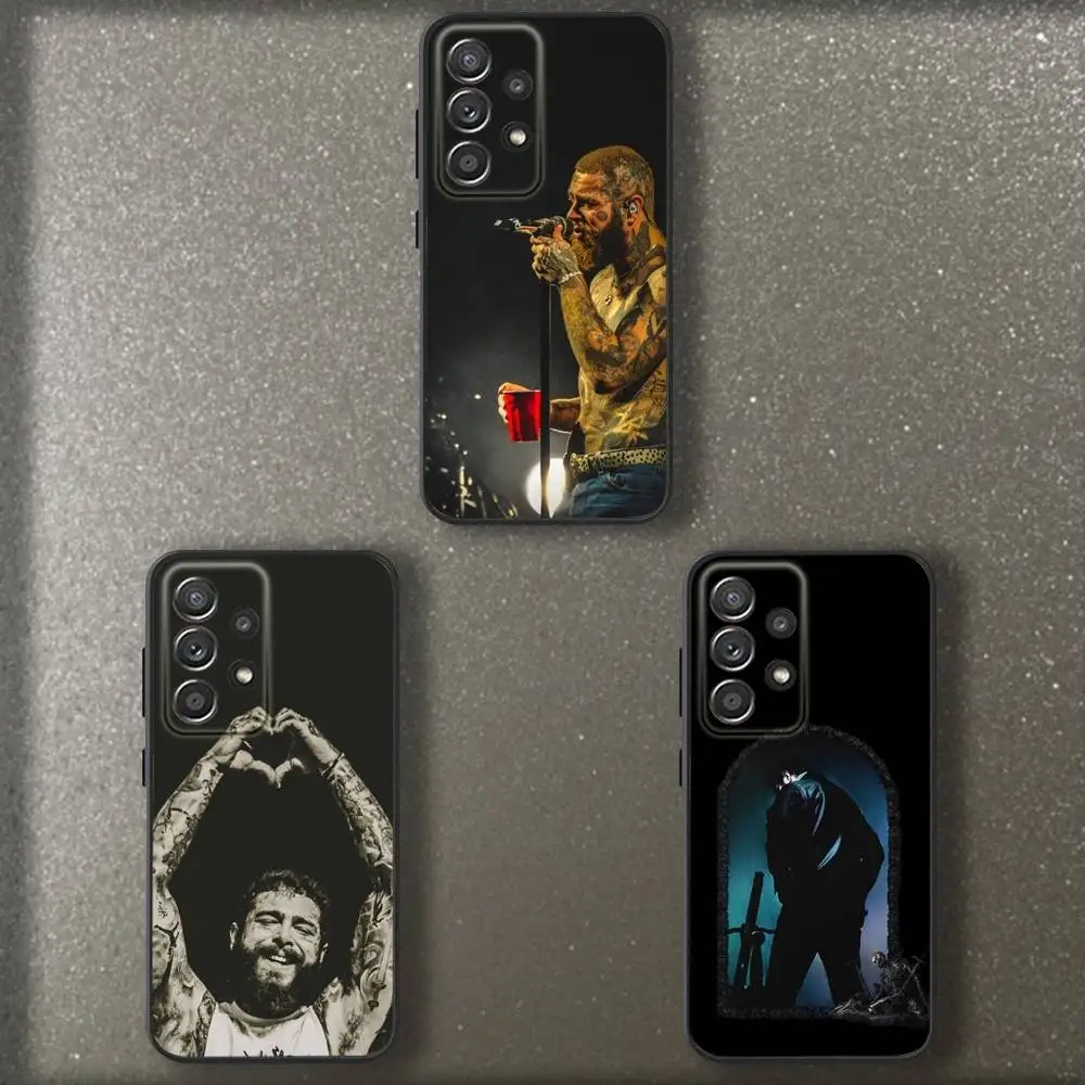 Funda de teléfono P-Post Singer M-Malones para Samsung S 25,24,23,22,30,21,10,9,Ultra,Plus,Lite,FE,4,5 G, funda negra suave