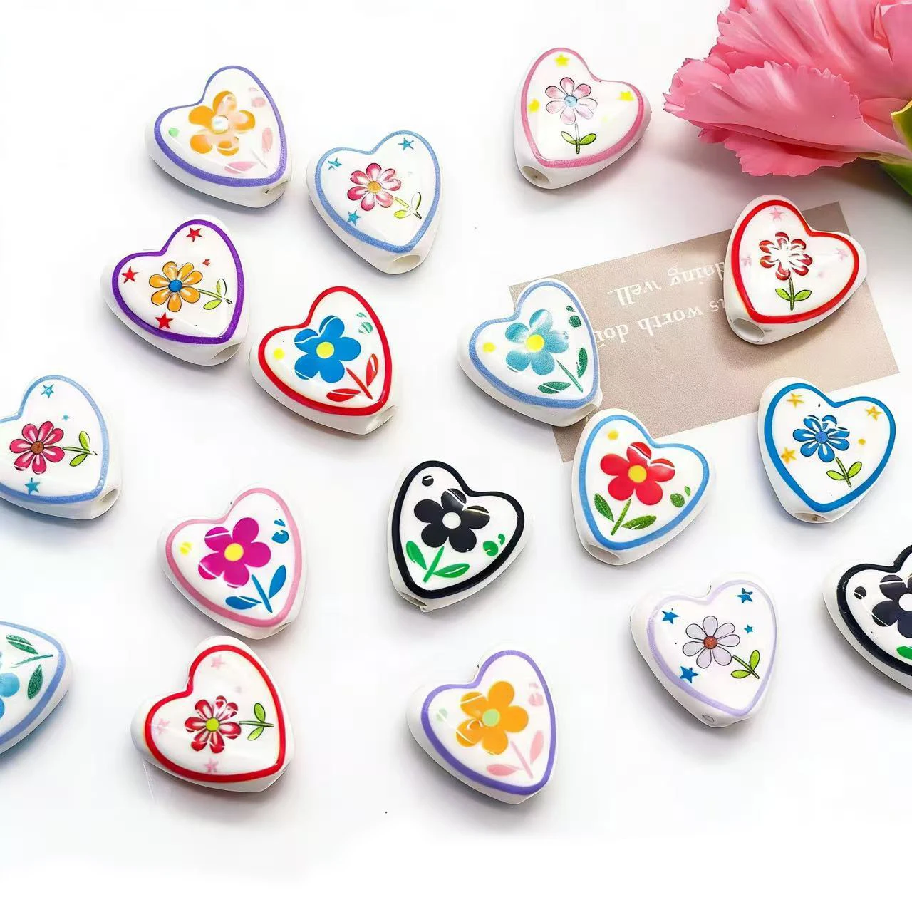 10pcs 14x15mm Small Flowers Handmade Ceramic Beads Loose Spacer Bead For DIY Jewelry Making Accessories DIY Necklace Bracelet
