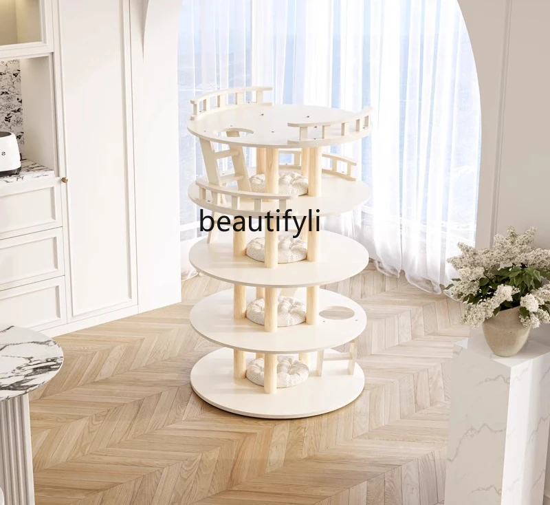 

Climbing frame cat nest, tree integration multi-layer all solid wood, cat villa paint surface is easy to take care of
