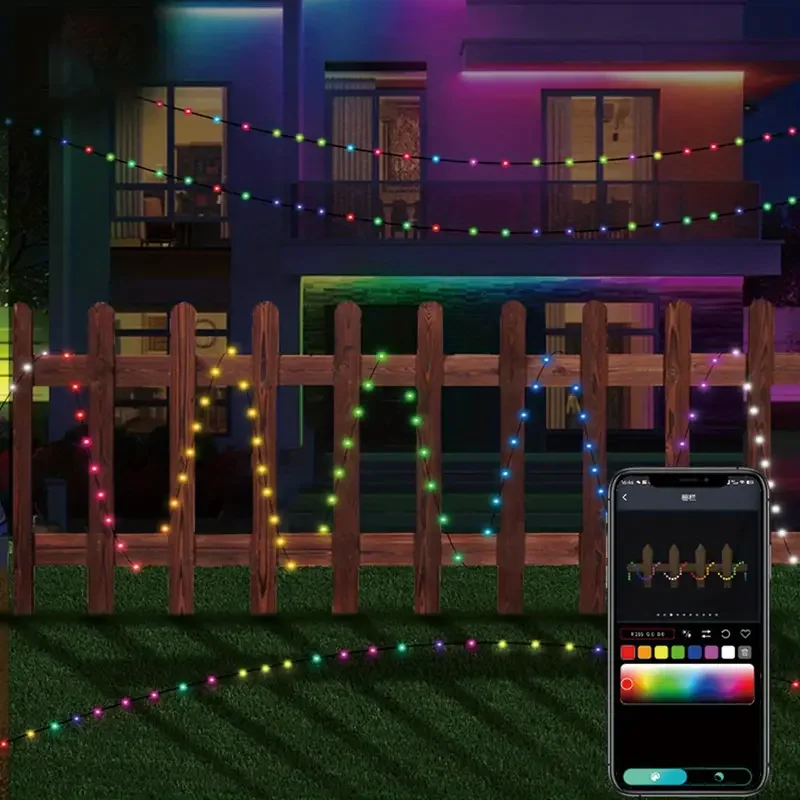 Lampki choinkowe LED String Light Bluetooth APP USB Smart Garland Fairy Festoon Home Bedroom Party Decor Remote Control RGBIC