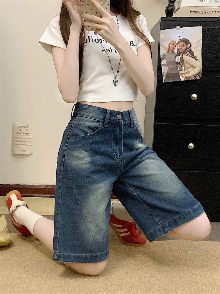 

Широкие джинсы с высокой талией, женские тонкие прямые свободные брюки с пятью дюйма, осенние повседневные удобные эластичные джинсовые орты