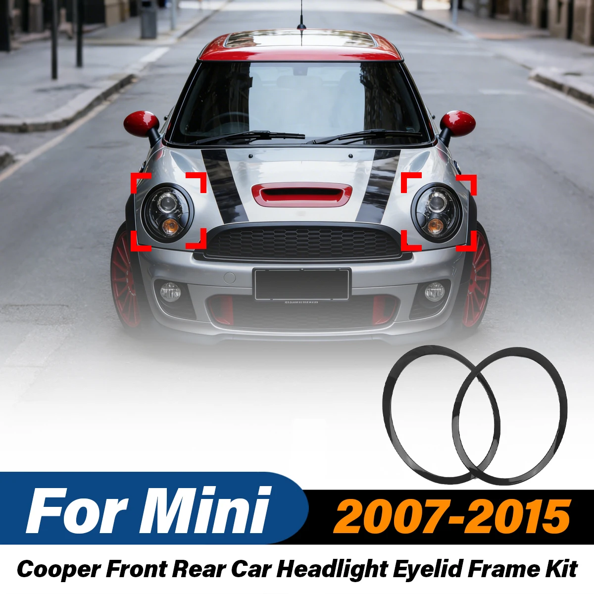 For Mini Cooper R55 R56 R57 2007 2008 2009 2010 2011 2012 2013 2014 2015 Automobile Front Rear Headlight Eyelid Frame Body Kit