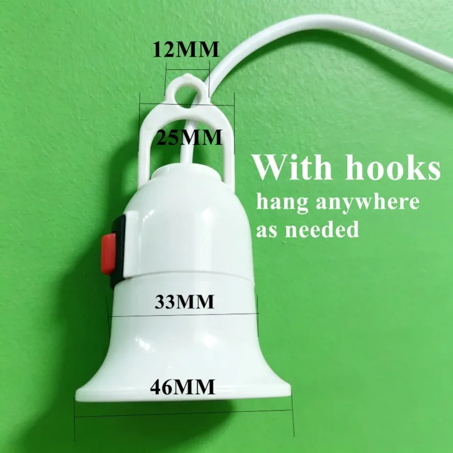 E27 Portable Lamp Holder EU US Plug 2/3/5M Extension Power Cord 180‑250V Hanging Light Socket for LED Bulb Lighting Accessory