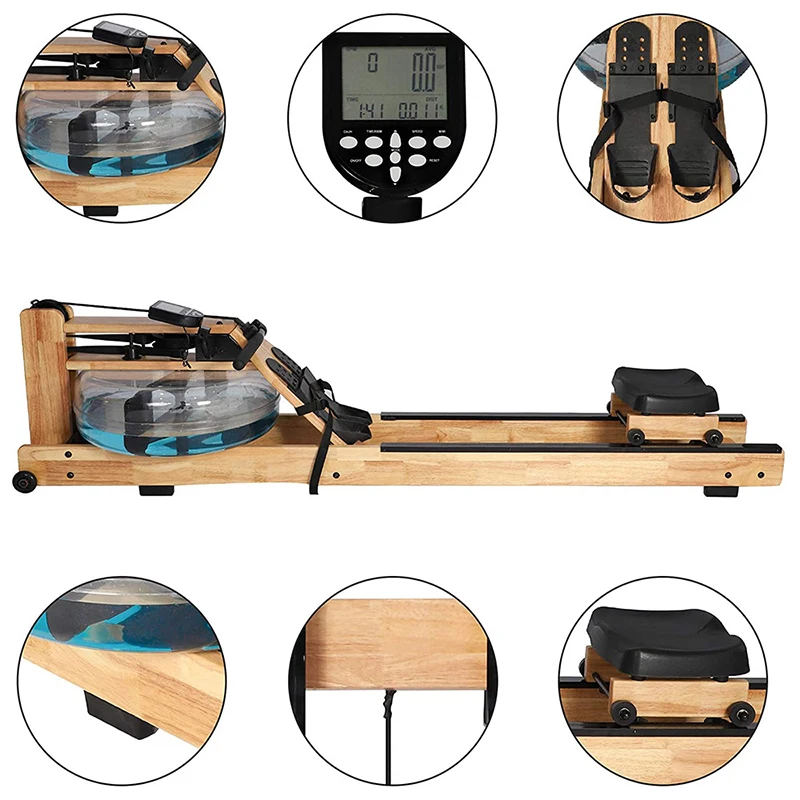 Household Oversized Water Tank Resistance Workout Rower Adjustable Screen Foldable Water Resistance Folding Rowing Machine