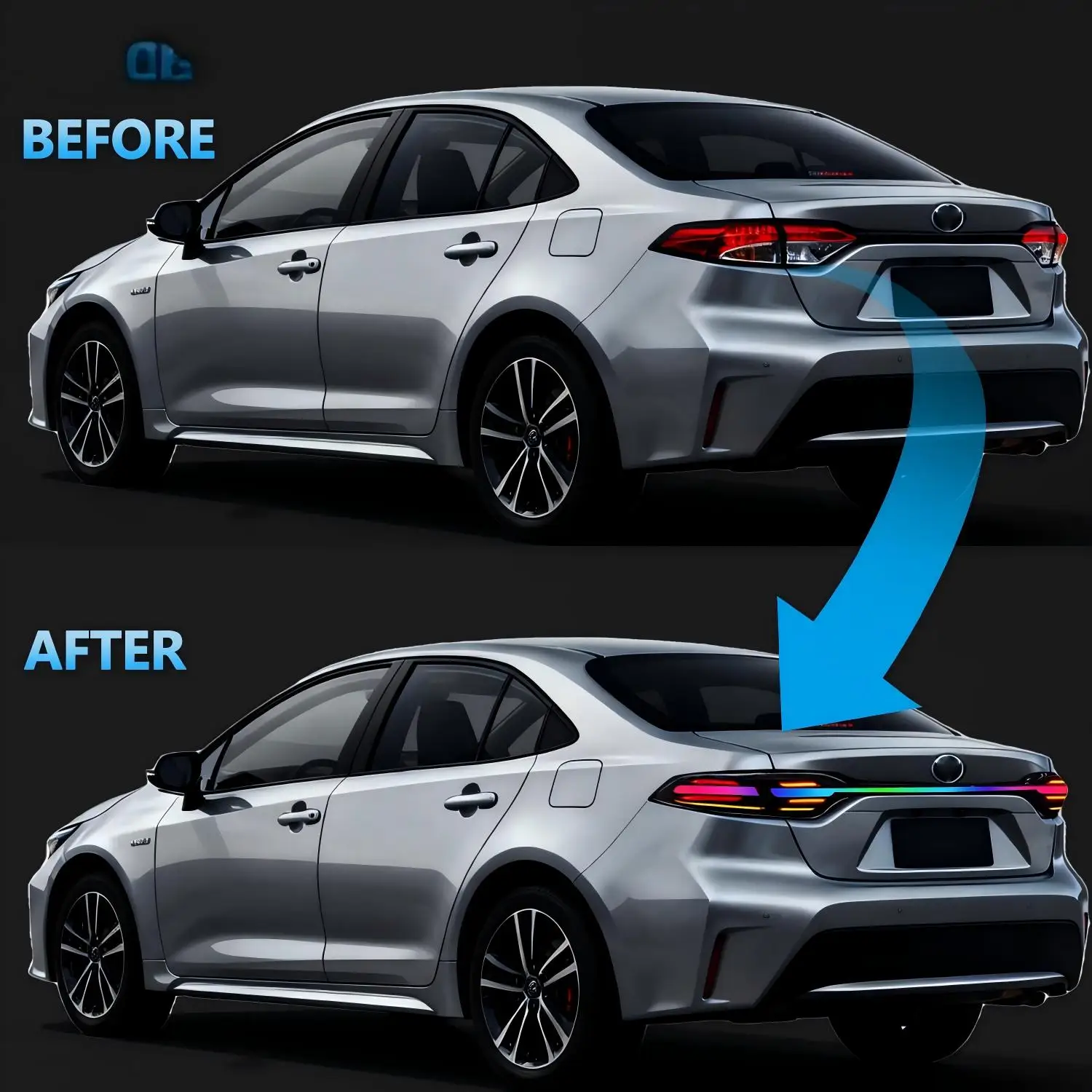أضواء خلفية LED RGB لسيارة Toyota Corolla/Levin Us 12th Gen 2020-2024 مع رسوم متحركة لبدء تشغيل DRL
