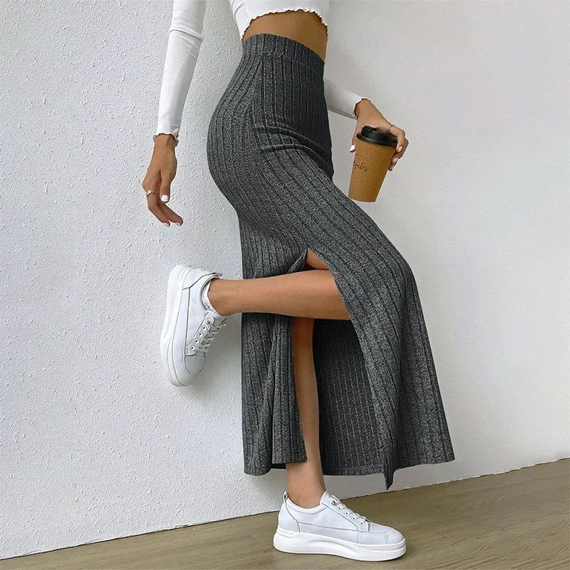 Europe and the United States sexy spice pit slit long bag hip skirt women's high spring new autumn