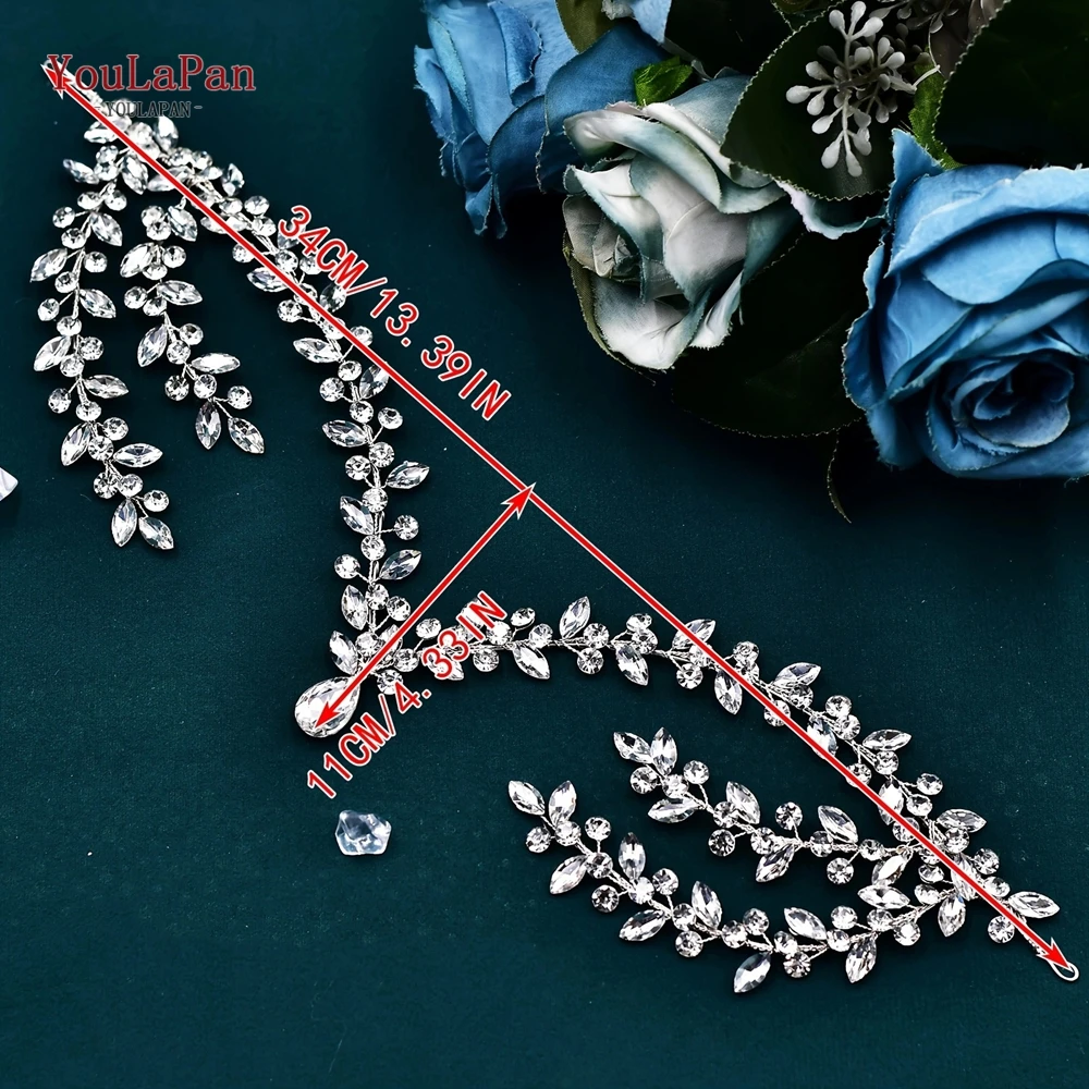 YouLaPan الزفاف الزفاف حجر الراين عقال الجبين الديكور العروس خوذة امرأة مأدبة قطرة الماء أغطية الرأس HP599 #6