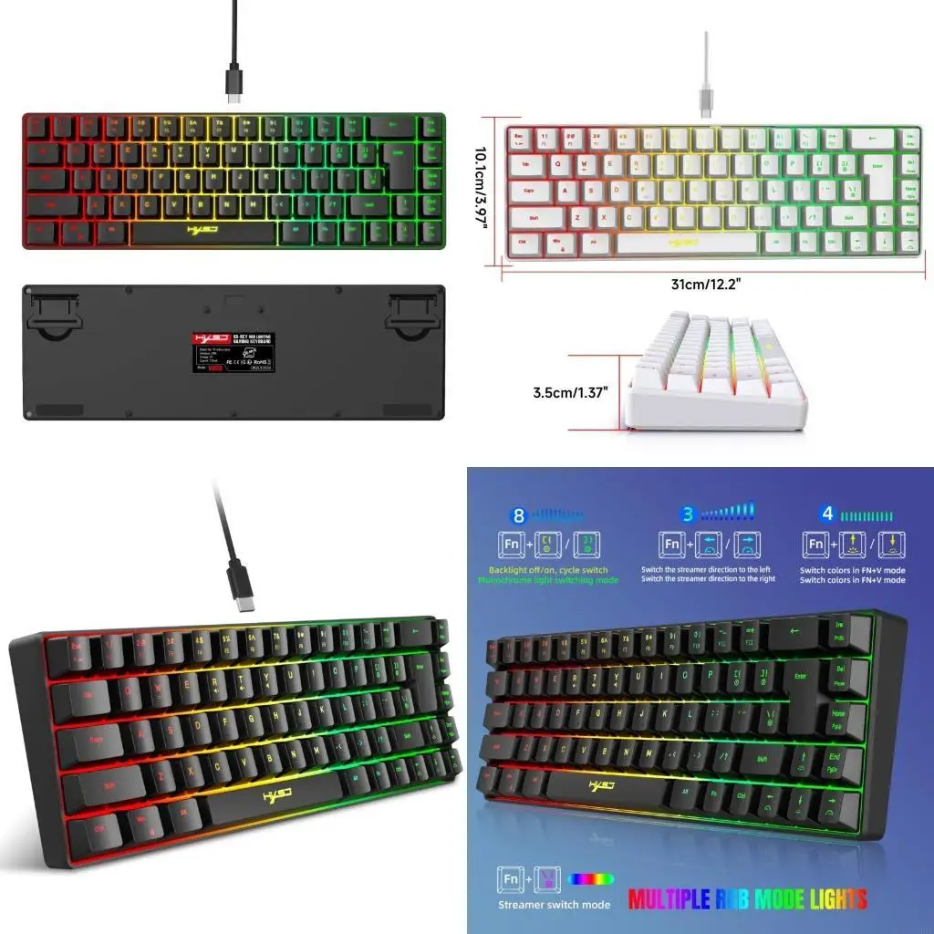 

C90F RGB Gaming Keyboard with Detachable Line and USB Connector for Combination Keys and Transparent Character Backlight