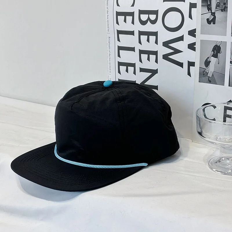 Korean Simple Contrasting Color Tether Flat-brimmed Baseball Cap New Soft Top Quick-drying Light Thin Camp Couple Baseball Cap