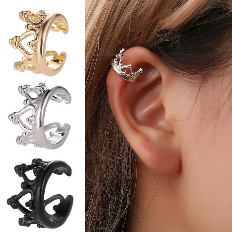 

1pcs Boho Vintage Clip Earrings Jewelry for Women Geometric Crown Waterdrop Heart Shapes Ear Cuff