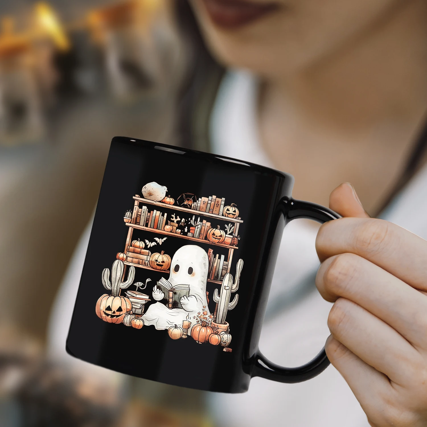 1PC, Halloween Pumpkin Ghost Cups - 11oz Pumpkins Fall Mug,Spooky Cups for Coffee Mug, Goth Spooky Gifts for Her,Him