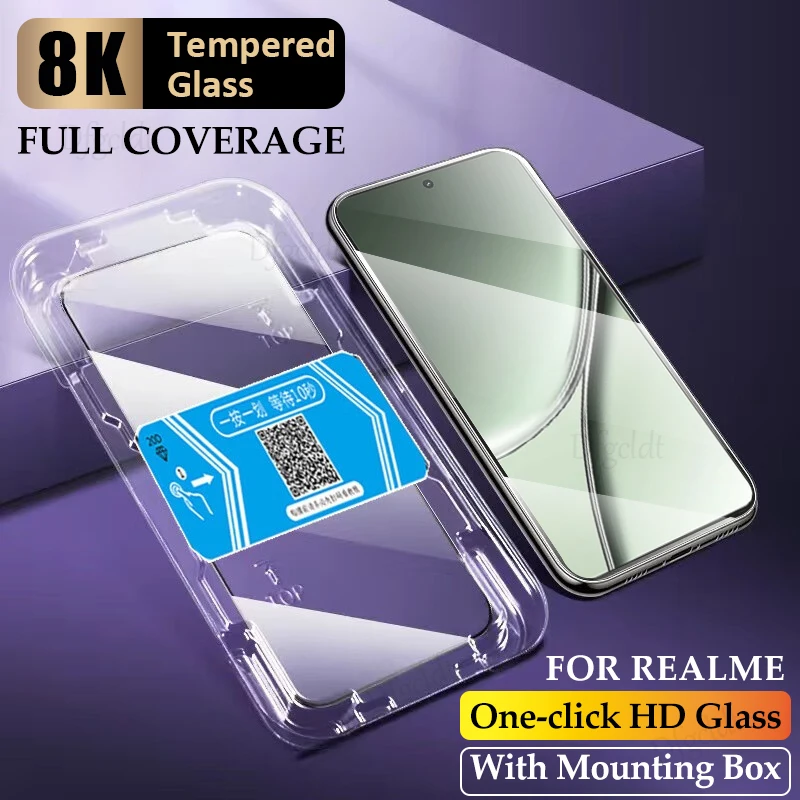

8K One-click Installation Tempered Glass For Realme GT5 GT3 GT2 GT Master Screen Protectors For Realme 6 7 8 9 10 Pro Plus Glass