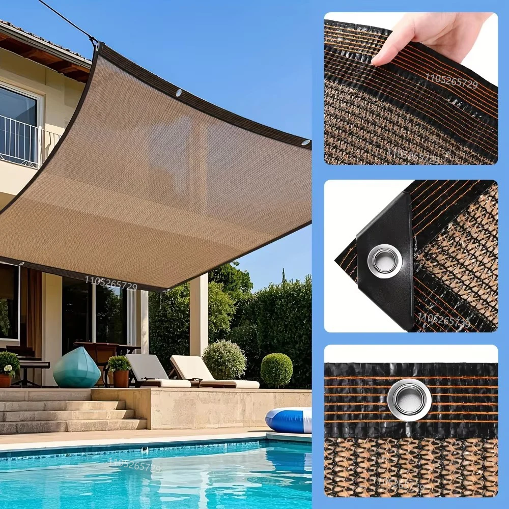 Coffee colored garden shade net, UV protection, courtyard, garden, pergola, greenhouse