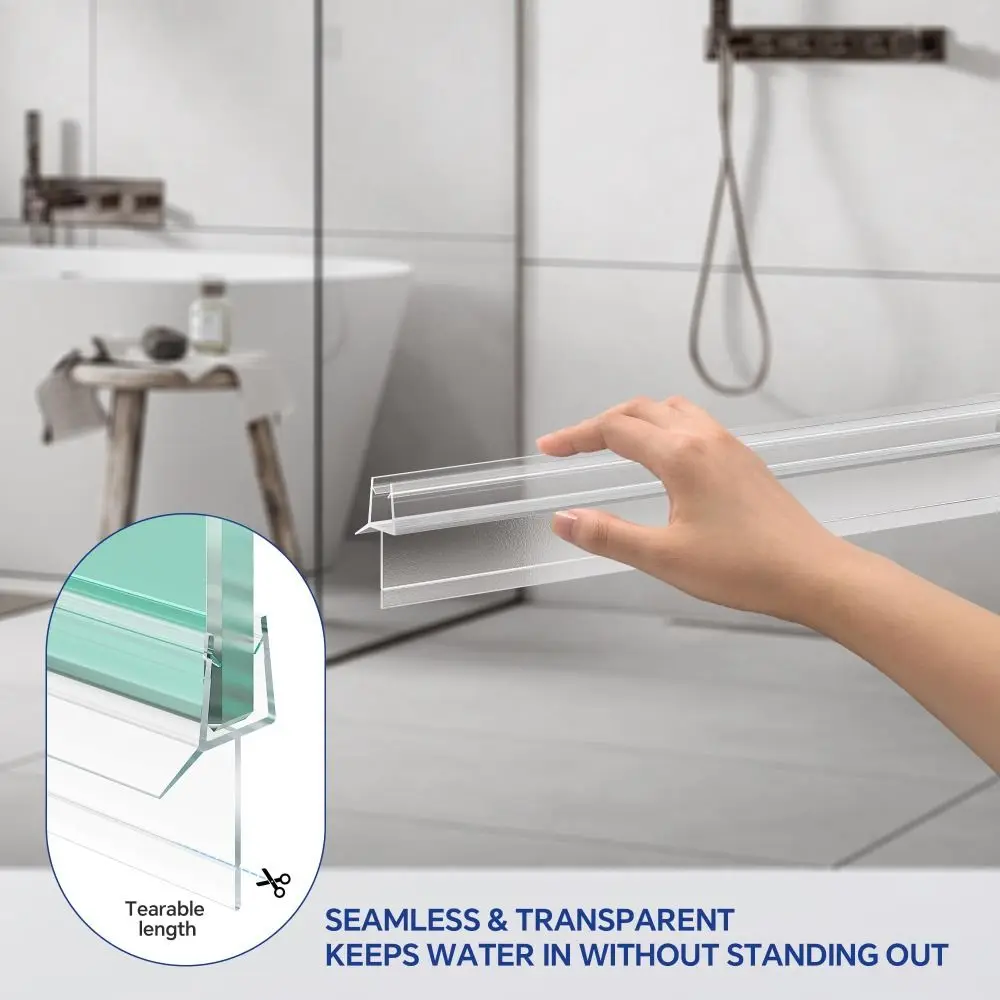 2 قطعة دائم 1 متر دش الباب أسفل الختم مقاوم للماء واضح بولي كلوريد الفينيل فرملس دش الباب ختم لاصق خالية دش الباب الاجتياح الحمام