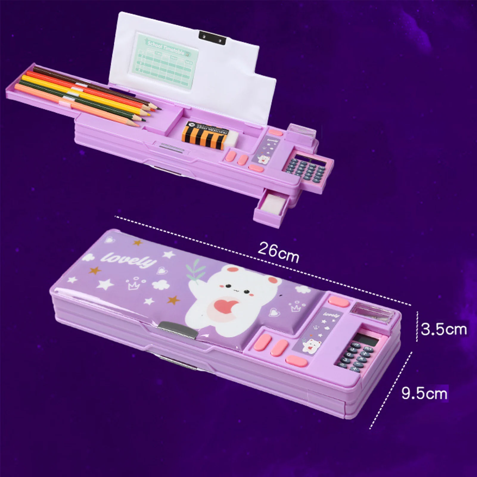 Multi Functional Stationery Box Smart Female Password Lock High Tech Pencil Case Mechanism Bilayer Girls School Students