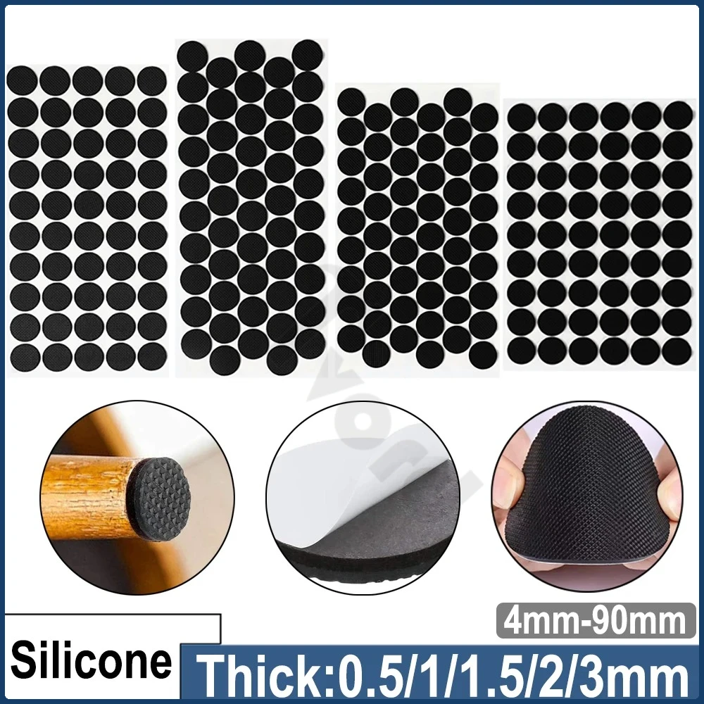4mm-90mm Silicone Self Adhesive Felt Pads for Chairs Furniture pads Felt Self-Adhesive Black 0.5/1/1.5/2/3mm Thick