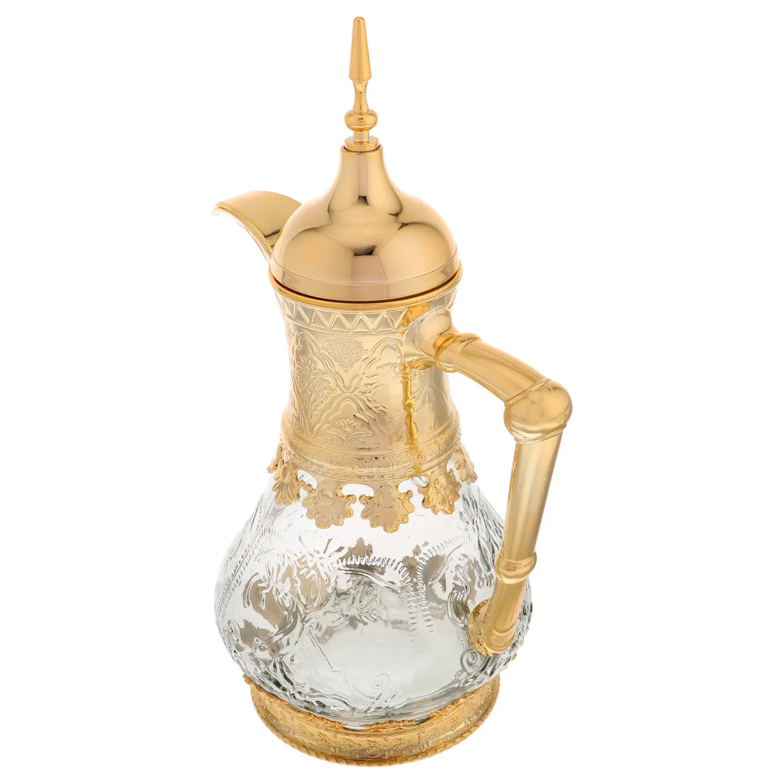 Middle Eastern Arabic Style Glass Cold Water Pitcher Elegant Intricate Pattern Heat Cold Resistant Serving Beverage Jug for Iced