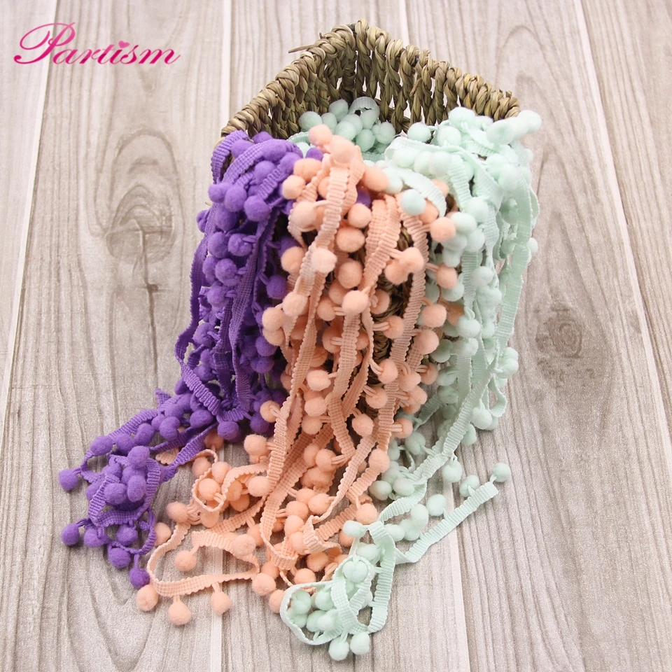 5Yards/Lot  Hot Sale 10MM Pom Pom Trim Ball Fringe Ribbon DIY Sewing Accessory Lace 17 Colors  For Home Party  Decoration