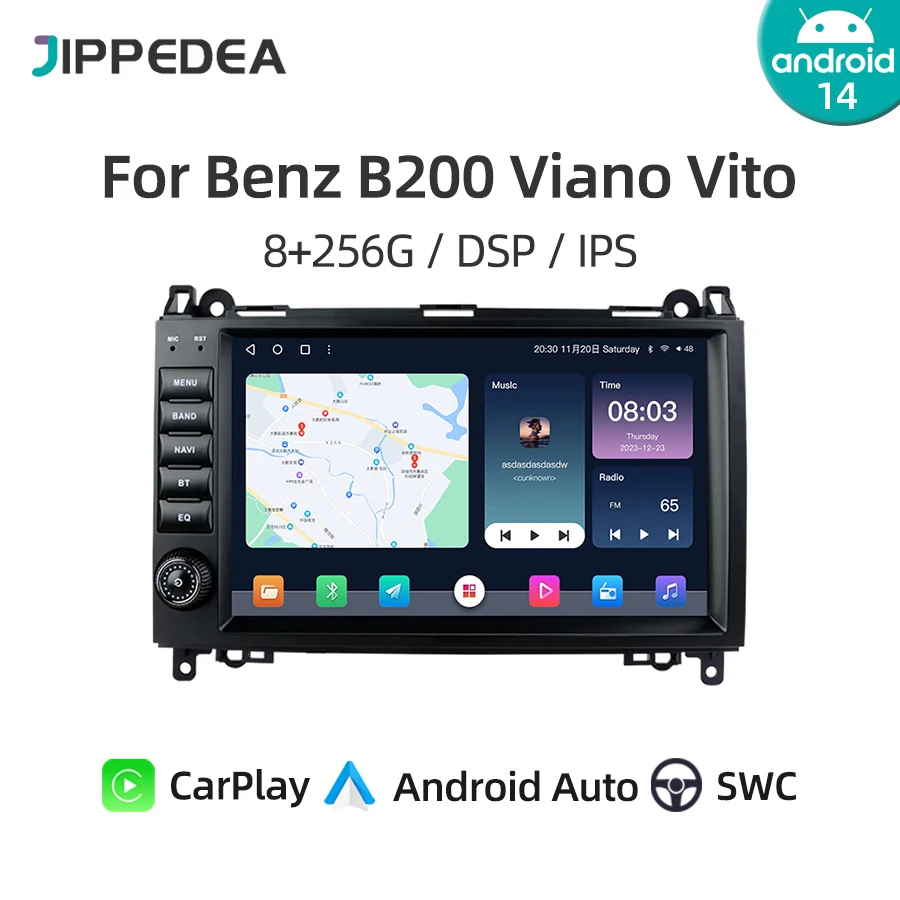 

Автомагнитола CarPlay с GPS-навигацией, стерео-система на Android 14, Wi-Fi, Bluetooth, DSP, для Mercedes Benz B200, W169, W245, Viano, Vito, Sprinter, W639