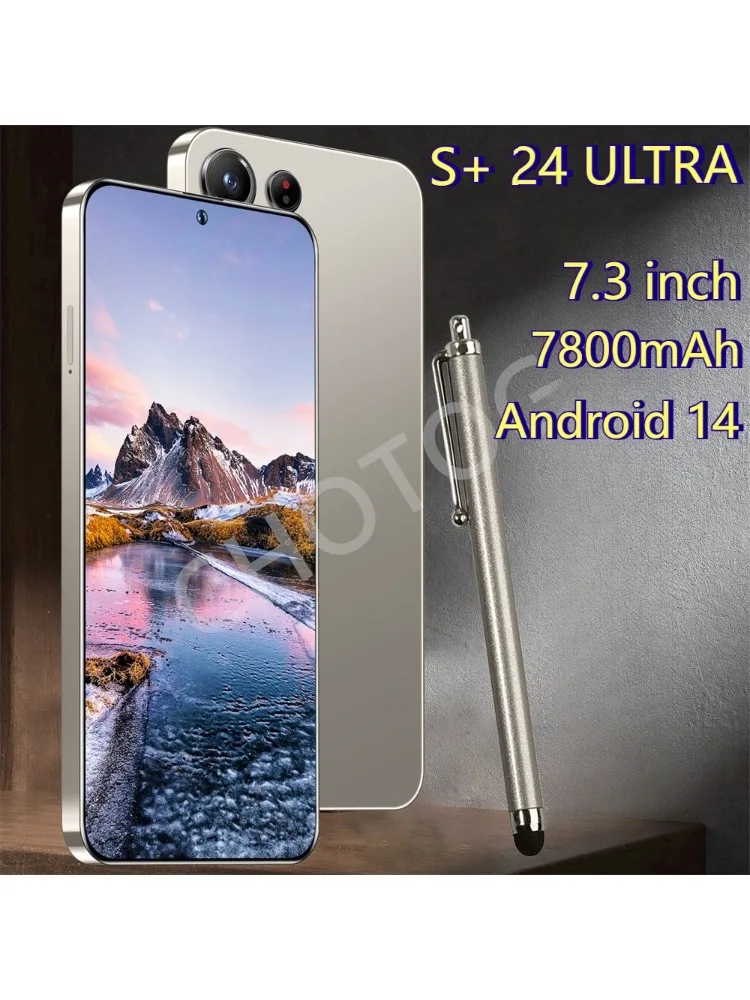 Nieuwe S+ 24 Ultra Originele Mobiele Telefoons 7,3 inch HD Scherm Smartphone 7800mAh 4G 5G Dual Sim Mobiele Telefoons Android 14 Mobiele Telefoon - afbeelding 2