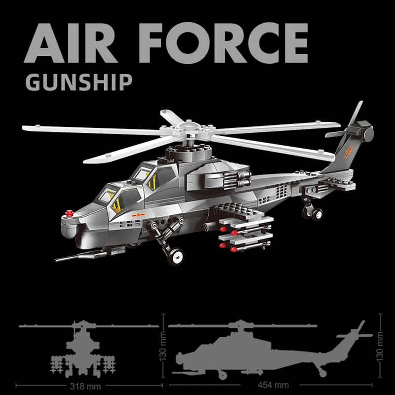 Armed helicopter Apache building block children\'s puzzle assembly toy combat helicopter boy gift model