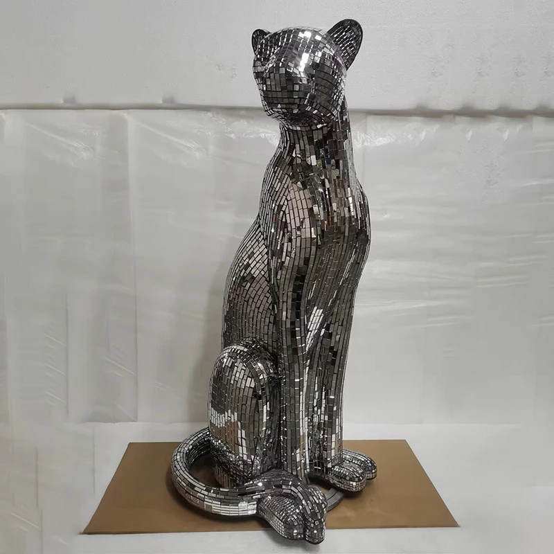 Animal Figurines Luxury Handmade Leopard Miniatures Floor-standing Decoration Modern Statuary Room Ornaments Figurines Groot Art