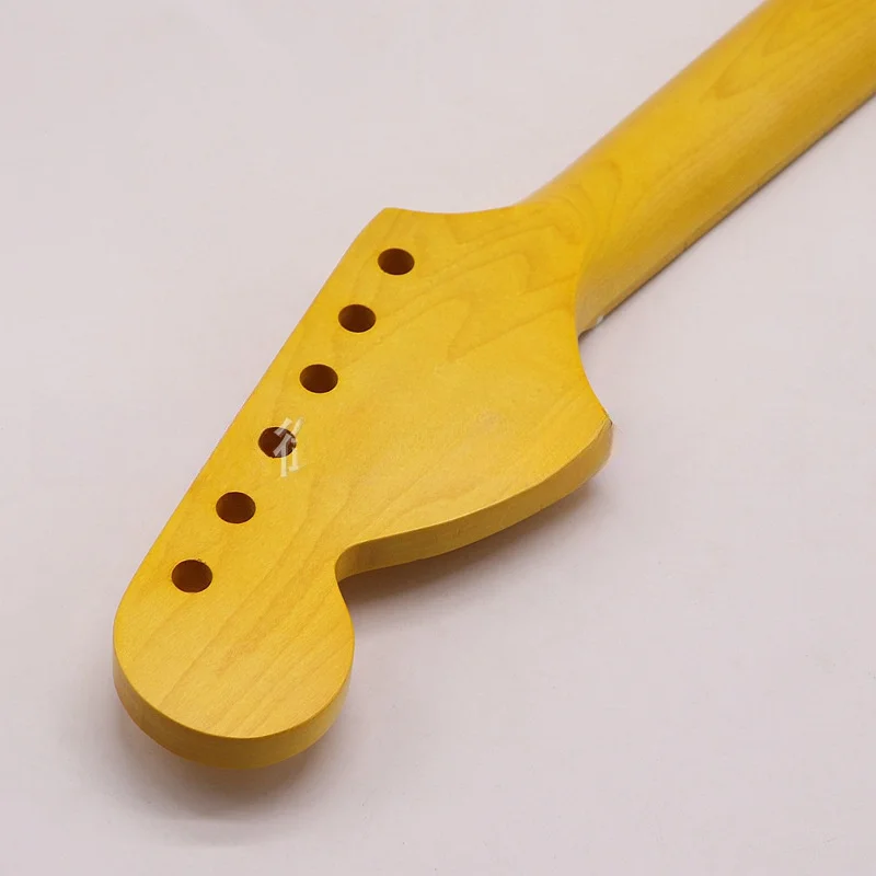 Big Head Yellow 6 Strings Matte Yellow Square Guitar Handle DIY Professional Modification Electric Guitar Neck Plus Map，22frets