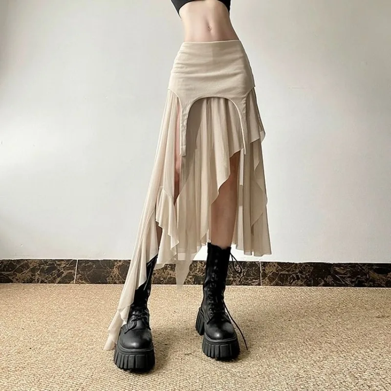Pencil Skirt Women's Gothic Ruffled Asymmetrical New Comfortable Casual Minimalist Fashionable Niche Versatile Elegant Luxurious