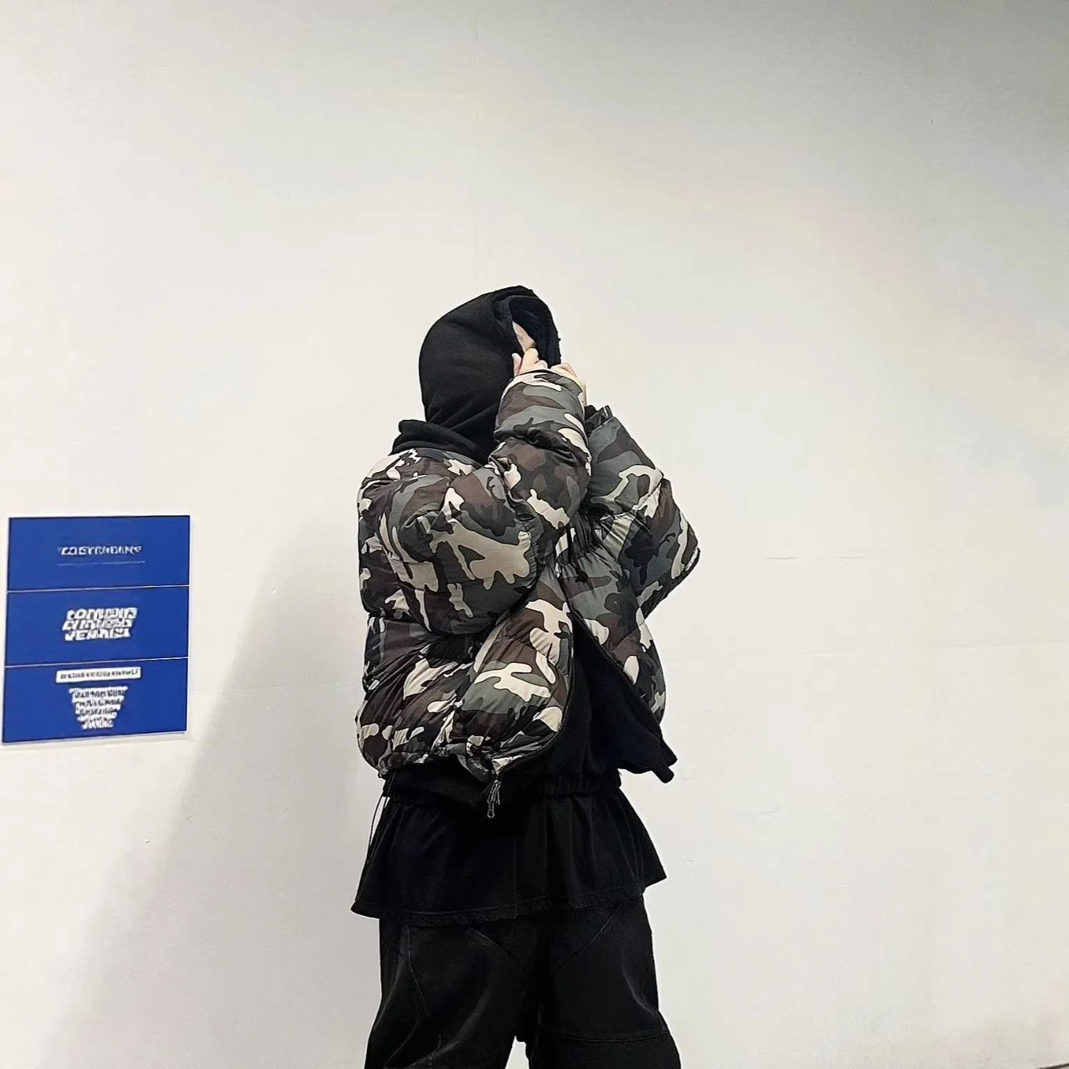 

Project G/R New Dark Green Camouflage Double-Sided Reverse-Wear Retro Zippered Hooded Cotton Coat American Bread Coat Grailz