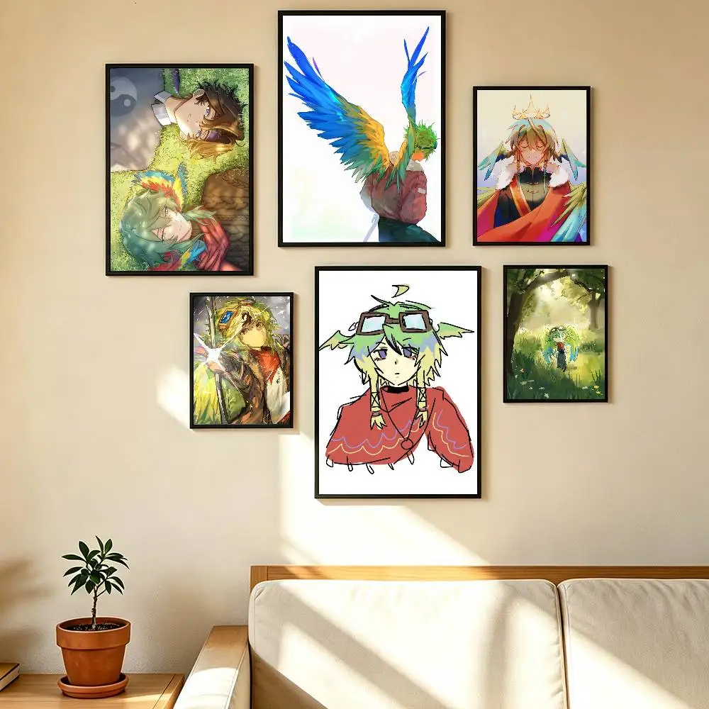 Parrotx2  Poster High Quality Dorm Living Room Aesthetic Wall Decoration Painting Stickers Gift