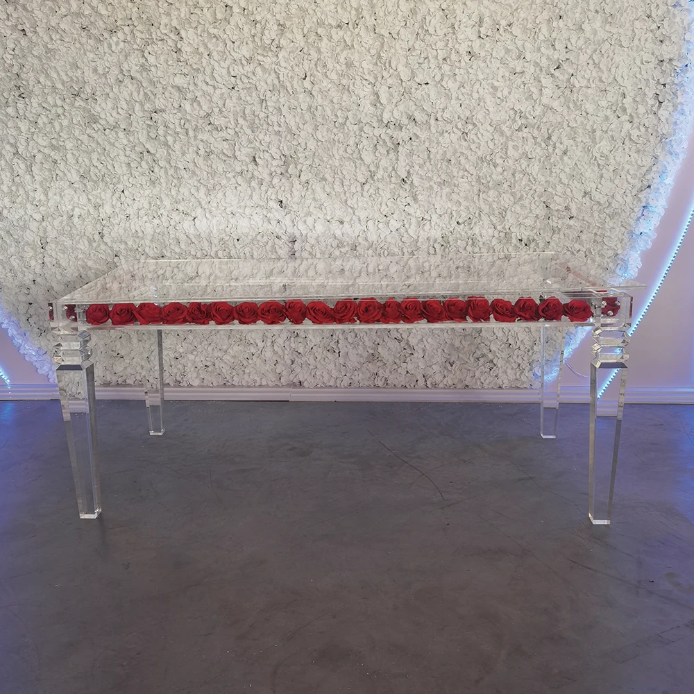 2022New Wholesale Luxury Gold Half Moon Tempered Glass Top Stainless Steel Wedding Hotel Dining Table