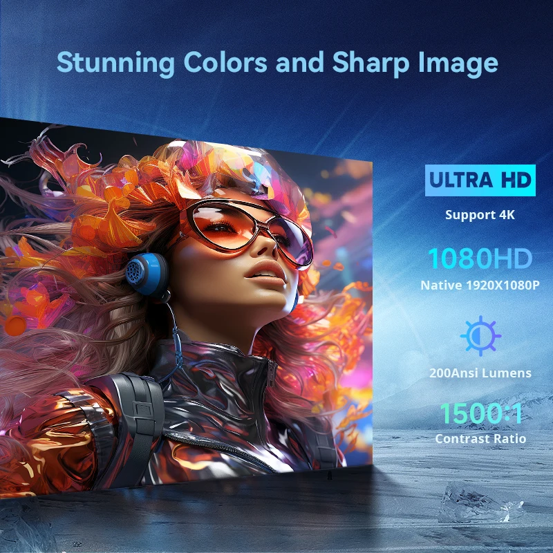 Original X3AQ Mini LCD Projector Native 1080P 4K Decoding Support Android 11 WiFi6, Auto Focus Portable Projector