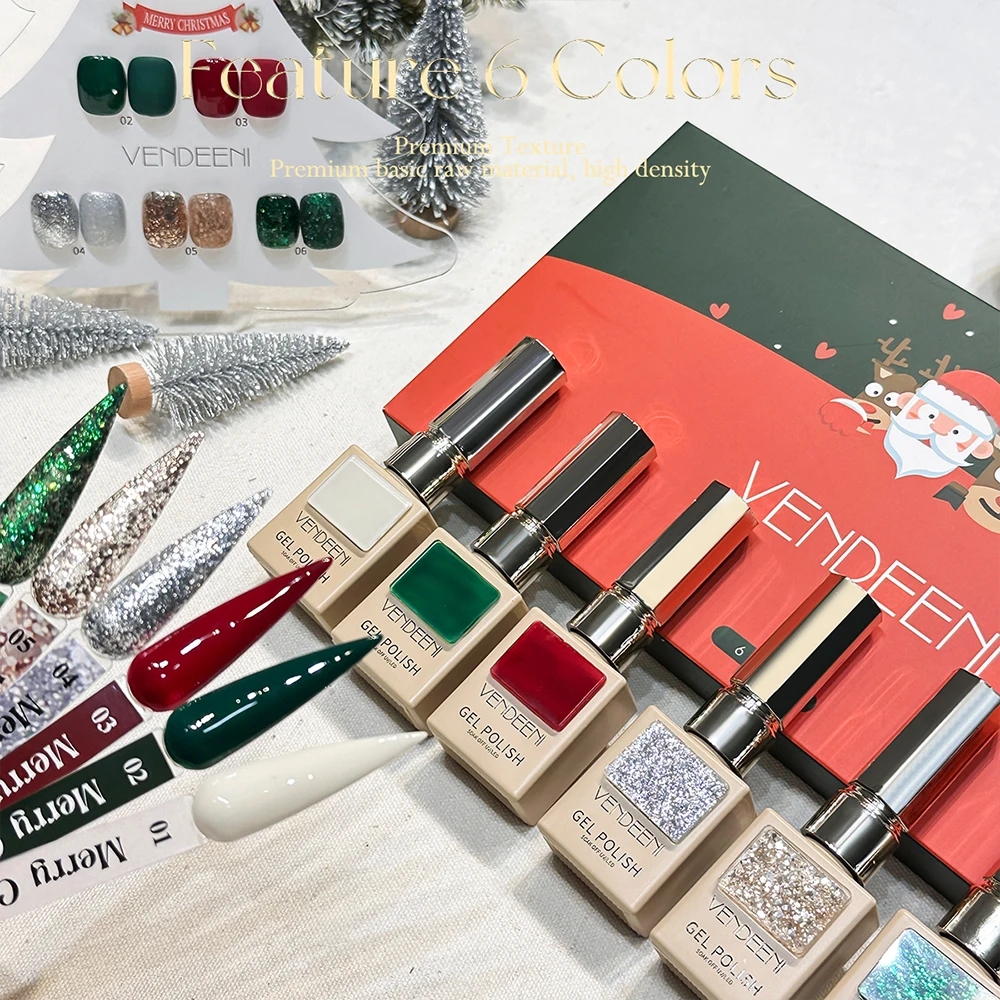 Vendeeni 6 Farben/Set Weihnachts-Gel-Nagellack TPO HEMA-FREI Eisblau Rot Grün UV LED Soak-Off Gel-Lack mit Display – Detail 15