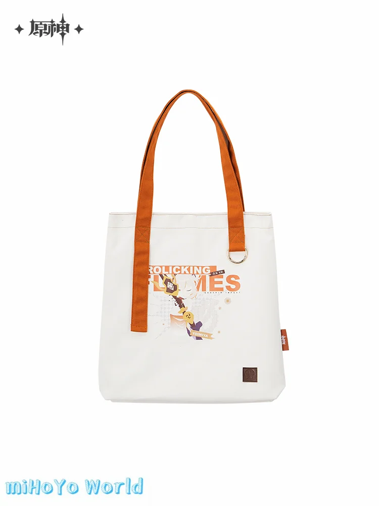 MiHoYo Official Game Genshin Impact Yoimiya Doujin Canvas Bag Genuine Shopping Bag Campus Satchel Birthday Present Orange Bag