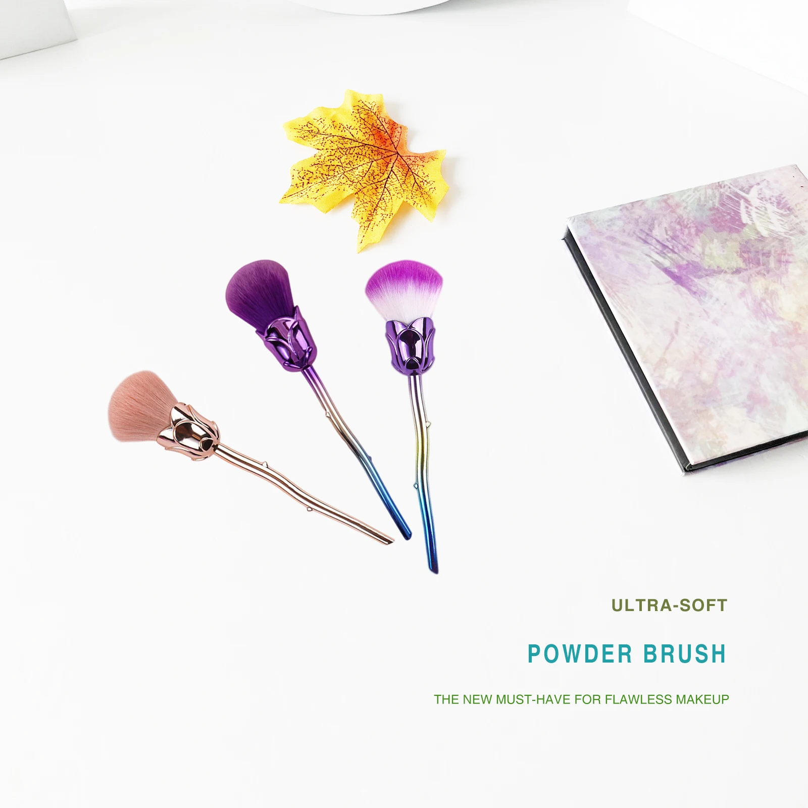 1PCS Black Apricot Single Unique Flower Bouquet Powder Brush - New Face Makeup Brush, Soft Bristles, Portable Beauty Tool