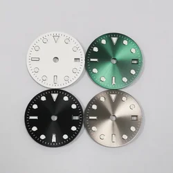 Esfera de reloj luminosa verde de 29MM, accesorios de reloj modificados, caras de reloj de cuatro manos GMT para movimiento japonés NH34