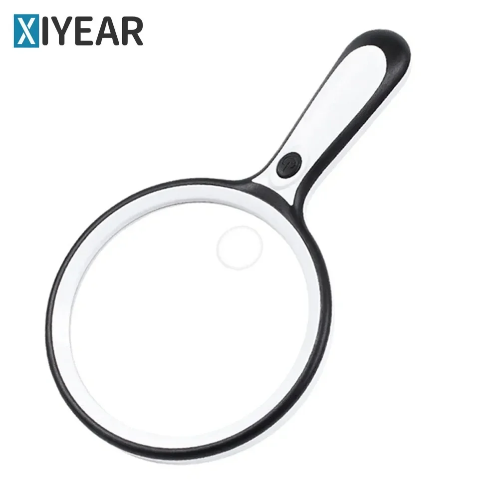 

Handheld Magnifier 5X 10X Illuminated Large Lens Reading Magnifier for Elderly Reading Appraisal Jewelry Maps Books Stamps